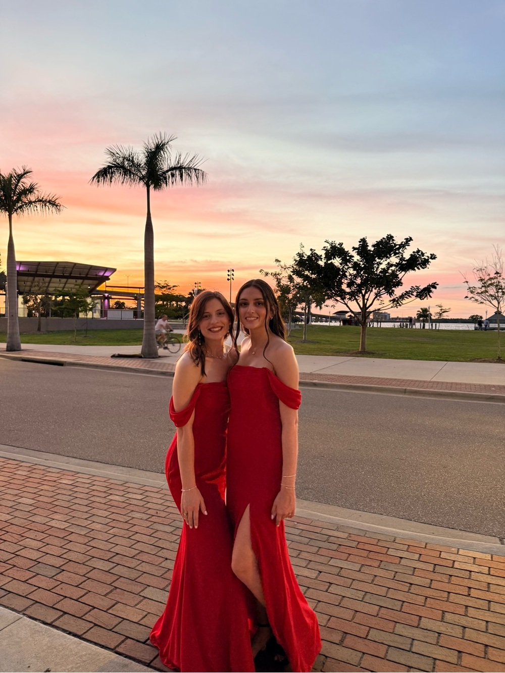 Azazie Red Off-Shoulder Prom Gown with Thigh Slit